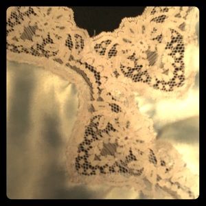 Pale blue silk teddy with white lace trim
